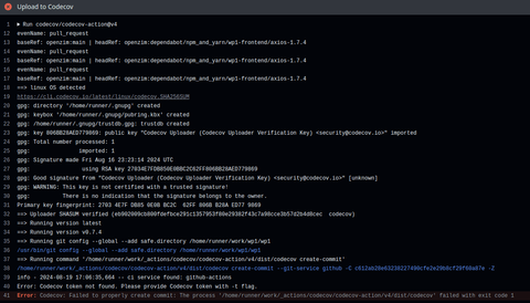 Github actions with Codecov Error: Codecov token not found. Please provide Codecov token with -t flag.
